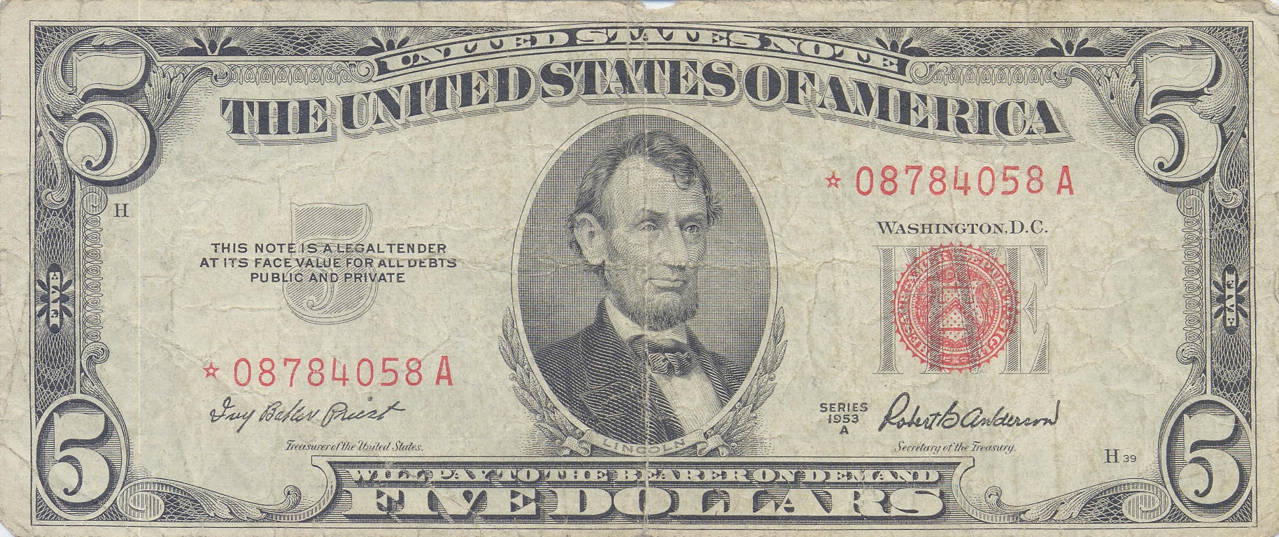 Us currency on sale silver certificate Federal reserve notes